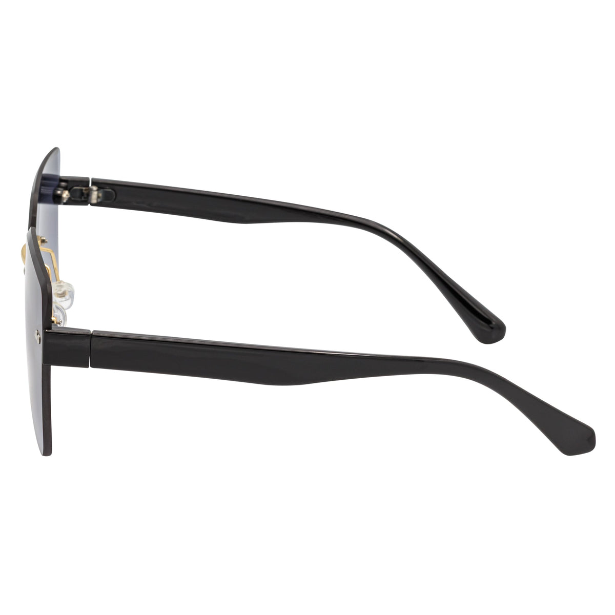 CASCADE - Rimless Oversize Square Sunglasses Black-Gold Lavender