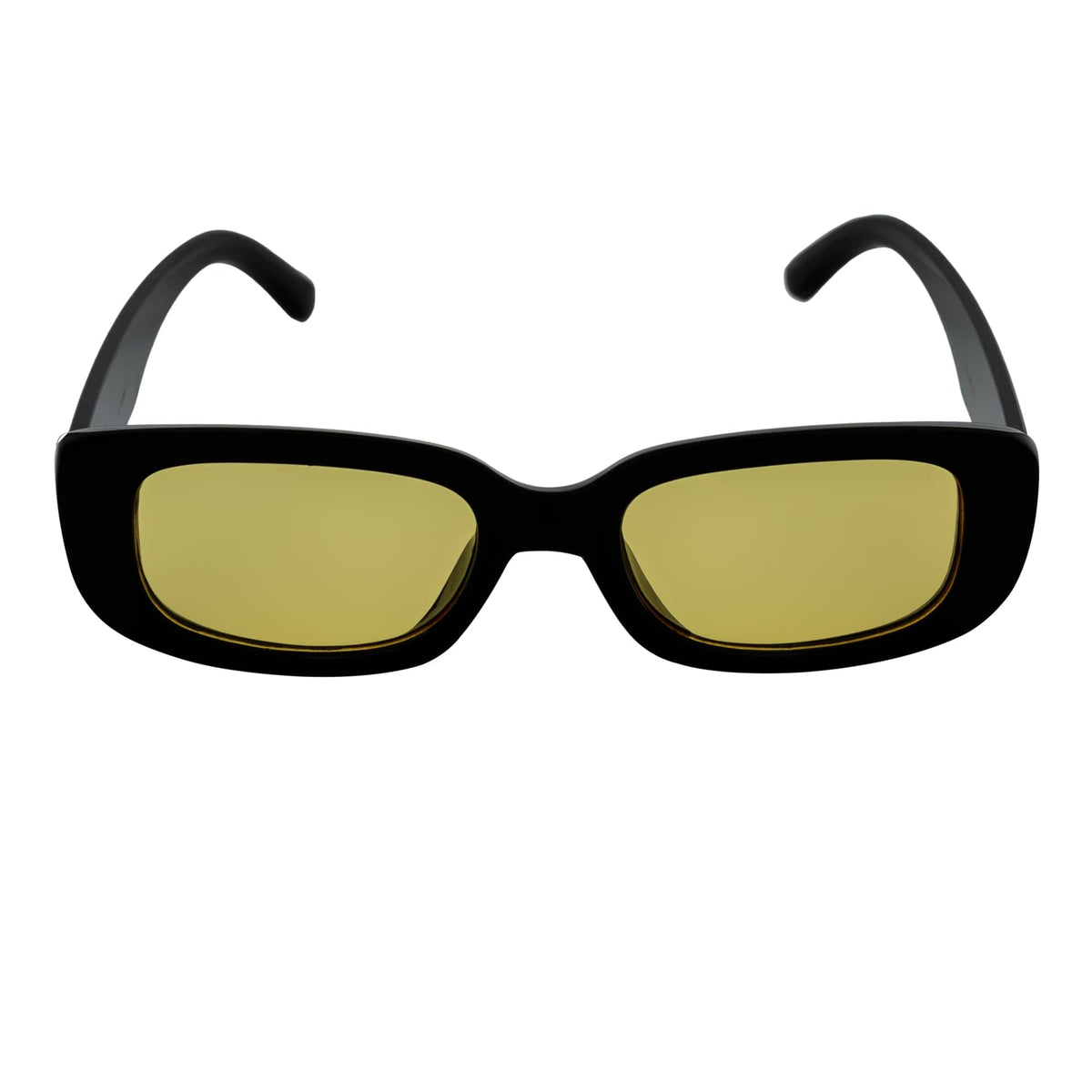 SLIM - Small Rectangle Sunglasses Black Yellow Night Driving
