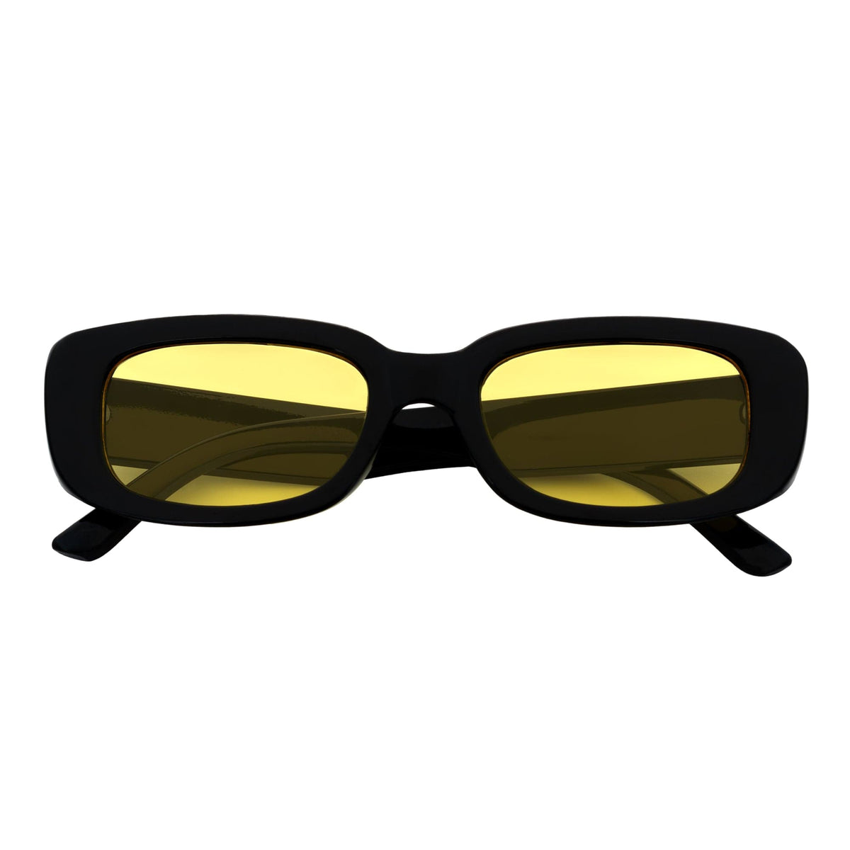SLIM - Small Rectangle Sunglasses Black Yellow Night Driving