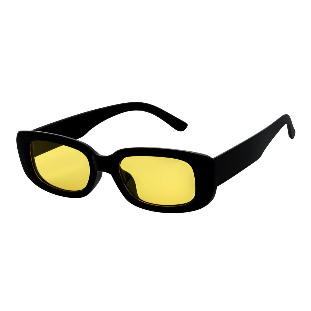 SLIM - Small Rectangle Sunglasses Black Yellow Night Driving